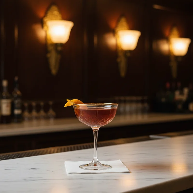 Gin and sweet vermouth cocktail with Fernet Branca