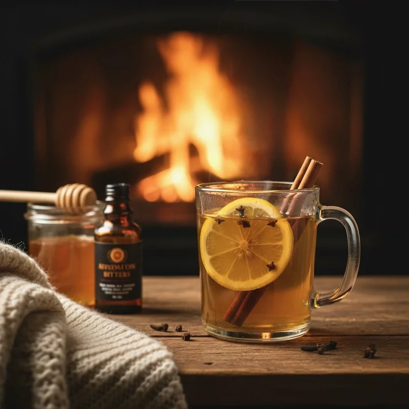 Warming whiskey cocktail with honey and lemon