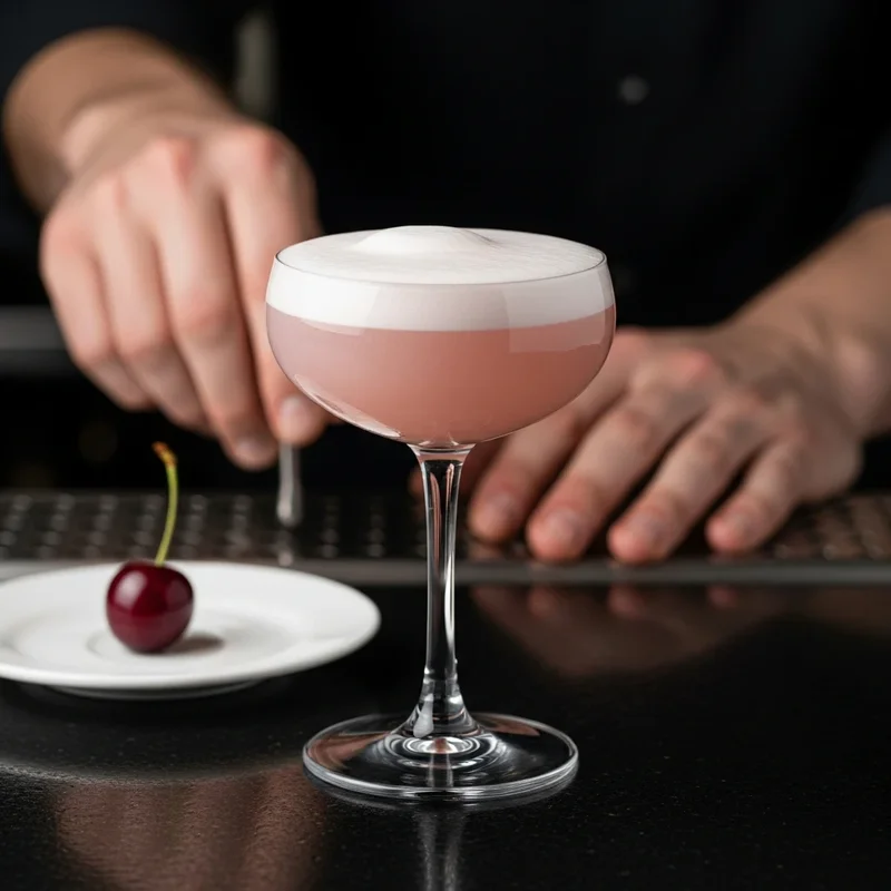 Gin sour with grenadine and egg white