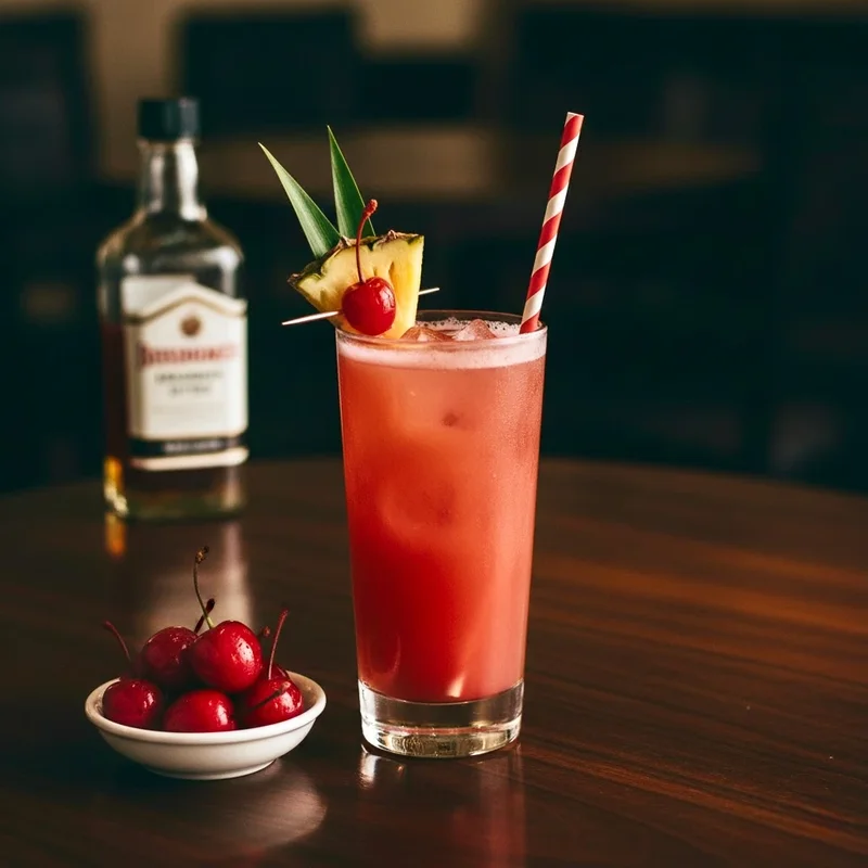 Heritage Raffles Hotel cocktail with cherry and pineapple