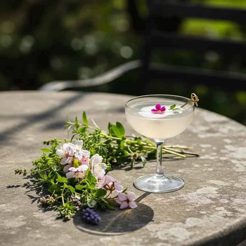 Gin cocktail with fresh herbs and bitters